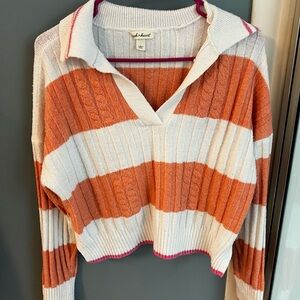 Women's Sweater - Orange and White